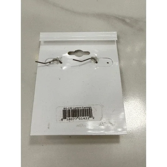 Coastlines Handmade USA Blue Lantern Drop Dangle Earrings Silver Accents - Picture 2 of 2